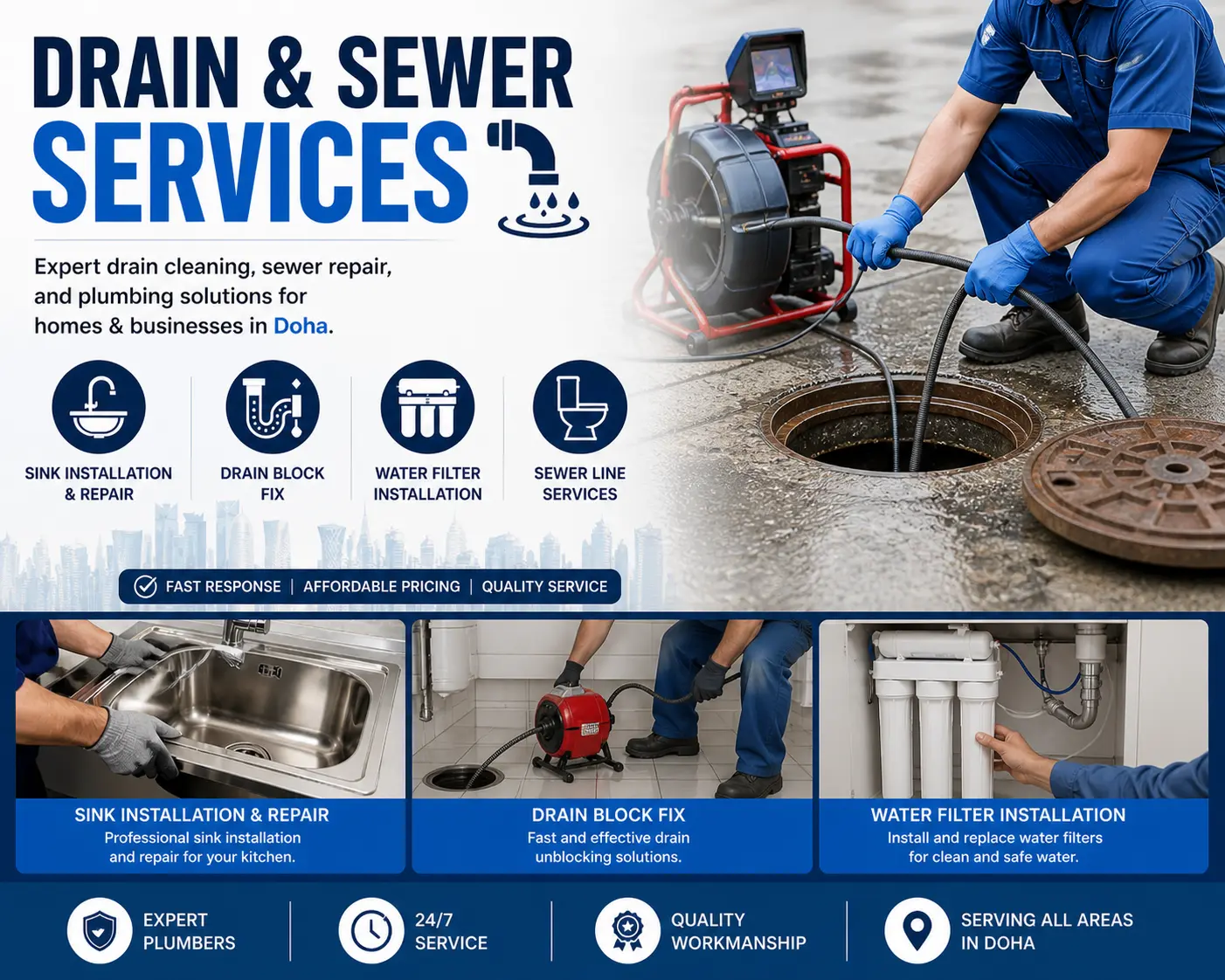 Drain Cleaning and Blocked Sewer Line Repair in Doha Qatar
