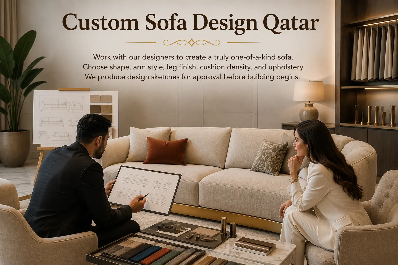 Custom sofa design Qatar L-shape sectional sofa bespoke furniture making