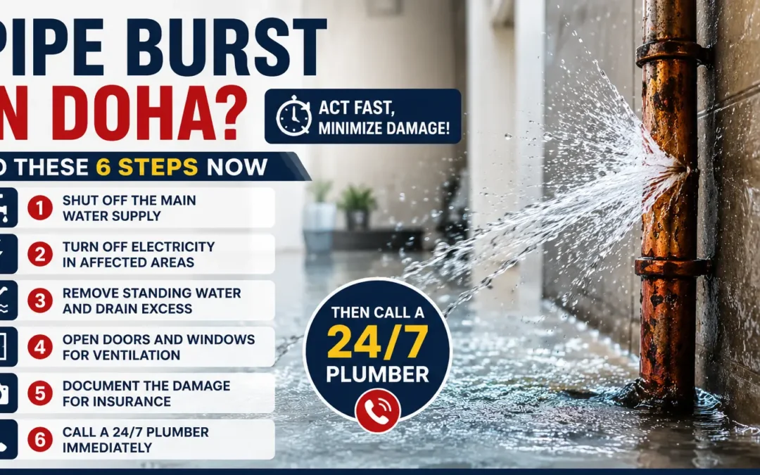 Pipe Burst in Doha? Do These 6 Steps Now — Then Call a 24/7 Plumber